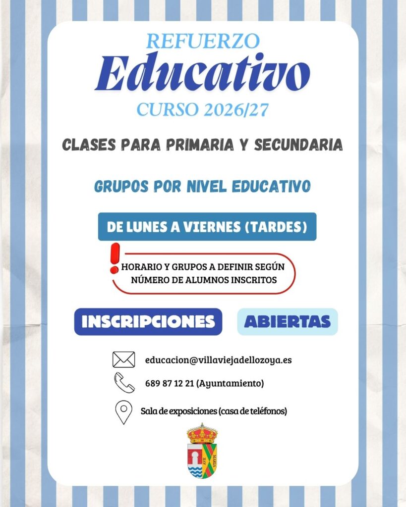 Refuerzo educativo curso 2026-27